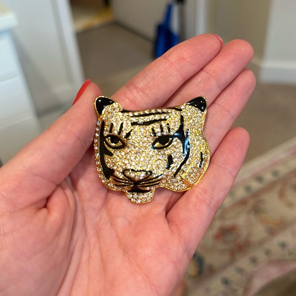 Gold Tiger Crystal broach